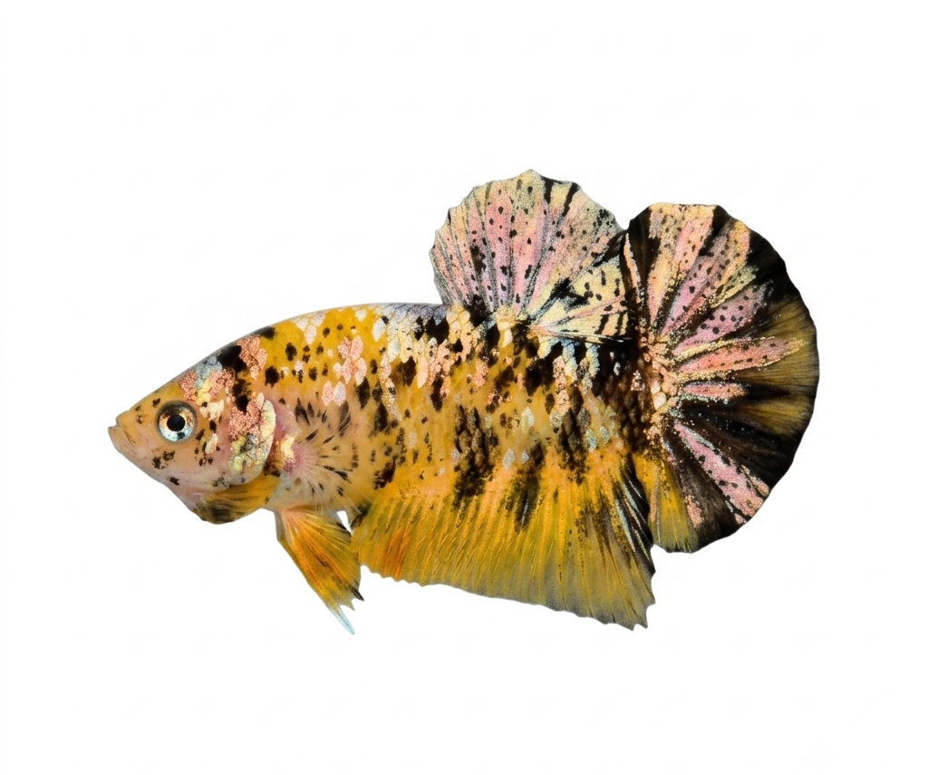 Yellow koi copper betta fish